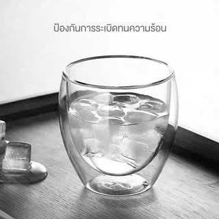 แก้วกาแฟ แก้วสองชั้น สำหรับใส่เครื่องดื่ม ทรงไข่ ทนความร้อน ถ้วยแก้วเครื่องดื่ม น้ำผลไม้ ค็อกเทล จับไม่ร้อน สไตล์ญี่ปุ่น