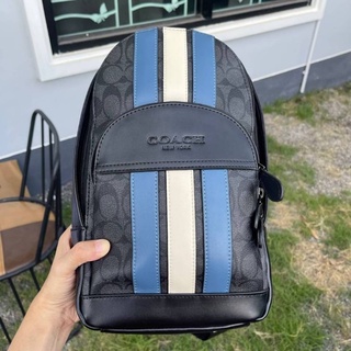 COACH HOUSTON PACK IN SIGNATURE CANVAS WITH VARSITY STRIPE (COACH F67249)