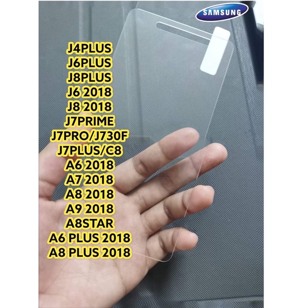 ฟิล์มกระจกแบบใส ไม่เต็มจอ รุ่น SAMSUNG j4plus/j6plus/j8plus/j6(2018)/j8(2018)/j7prime/j7pro/j7plus/A6(2018)/A7(2018)