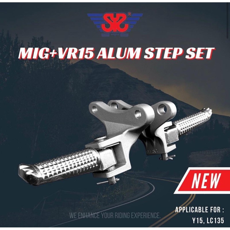 SYS MIG MODIFY RACING FOOTREST SET FOOT REST KIT Y15ZR LC135 ALLOY ALOI PEMIJAK KAKI BELAKANG LC 135 Y15 EGO S