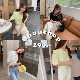 CHUUCHOP_พร้อมส่ง(C6408)🌼💐Juliet pearl tee เสื้อยืดแขนสั้นแต่งสร้อยมุข มี3สี