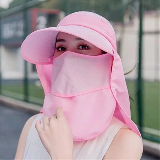 ☆พร้อมส่ง☆ หมวกกันแดดคลุมหน้าผู้ใหญ่ หมวกแคดดี้ผู้หญิง ผ้าโพลีเอสเตอร์กันความร้อน 360 องศา