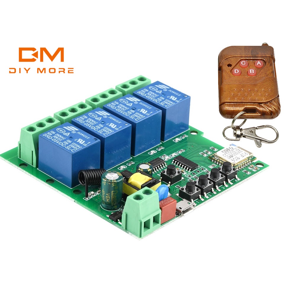 DIYMORE Ewelink 4 ช่องสัญญาณ 5V 12V 220V Wifi รีเลย์สวิทช์รีเลย์สวิทช์รีเลย์ 433Mhz รีโมทคอนโทรลสวิทช์สําหรับสมาร์ทโฟนบ้าน Google