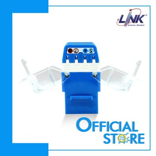 เต้ารับสาย Lan (UTP) แบบ CAT 5E RJ45, BLUE JACK, SLIM TOOL FREE (ตัวเมีย) สีฟ้า LINK รุ่น US-1005STF