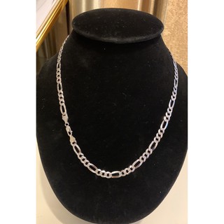 สร้อยคอตัวเรือนเงินแท้ 92.5 ชุบโรเดียม Classic Figaro Chain 6.3mm Sterling Silver Rhodium Plated Classic Figaro C