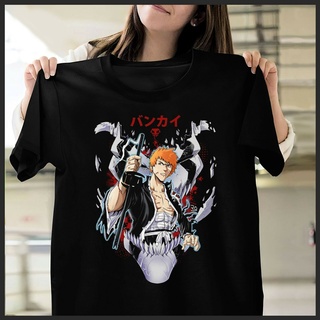 เสื้อยืด พิมพ์ลายอนิเมะมังงะ Kurosaki Ichigo Bleach เหมาะกับของขวัญฮาโลวีน สไตล์ฮิปฮอปสามารถปรับแต่งได้