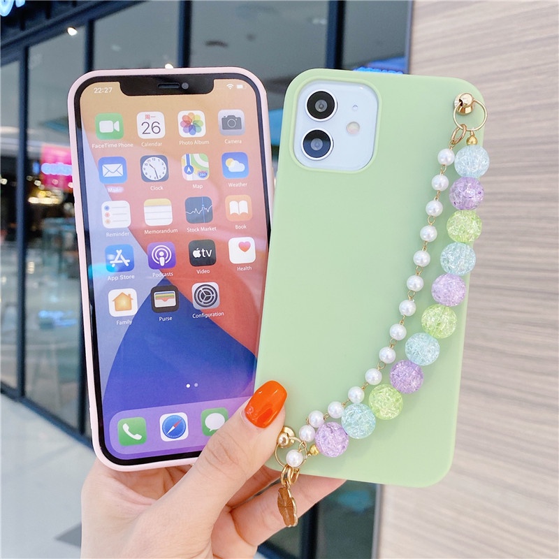 Huawei P10 P20 P30 P40 Mate10 Mate20 Mate30 P50 Pro P20lite Nova3e Mate20X Mate40 Mate40Pro Phone Case Two Rows of Colorful Crystal Beads Bracelet TPU Soft Cover กรณีศึกษา #8