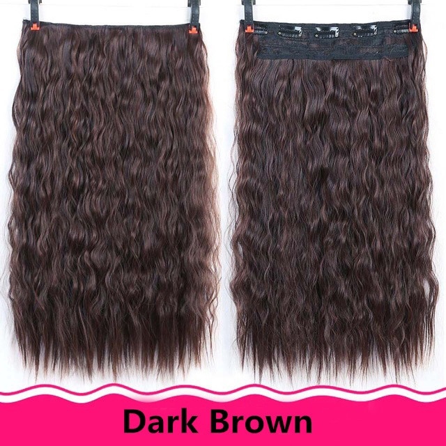 ยาว 22 นิ้ว Kin ky Curly Ha ir วิกผม 5 Clip-In One Piece ข้าวโพด Curly Syn thetic Hairpiece - รูปที่ 3