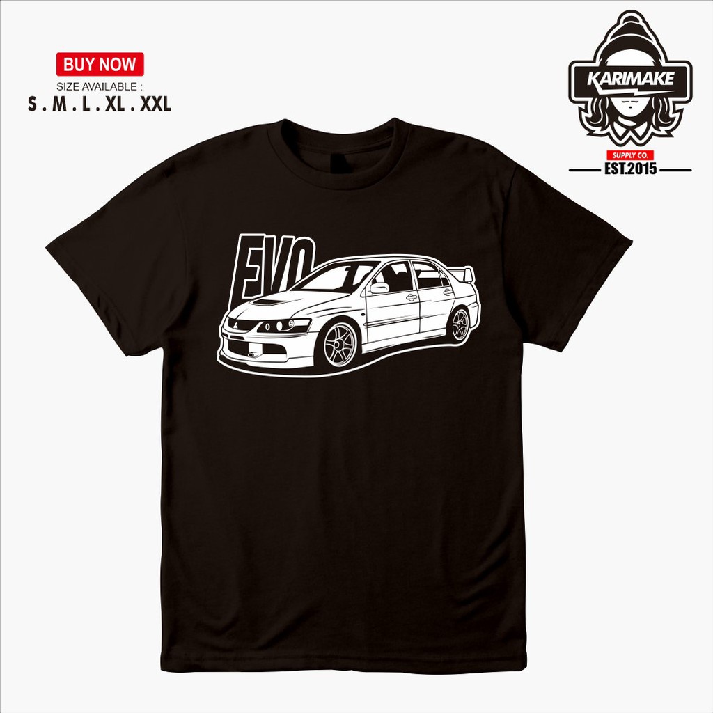 เสื้อยืดคอกลม✳❀chenEY s Shop mitsubishi lancer evolution evo 9 jdm t-shirt เสื้อยืดรถยนต์ - karimake Product Number 8005