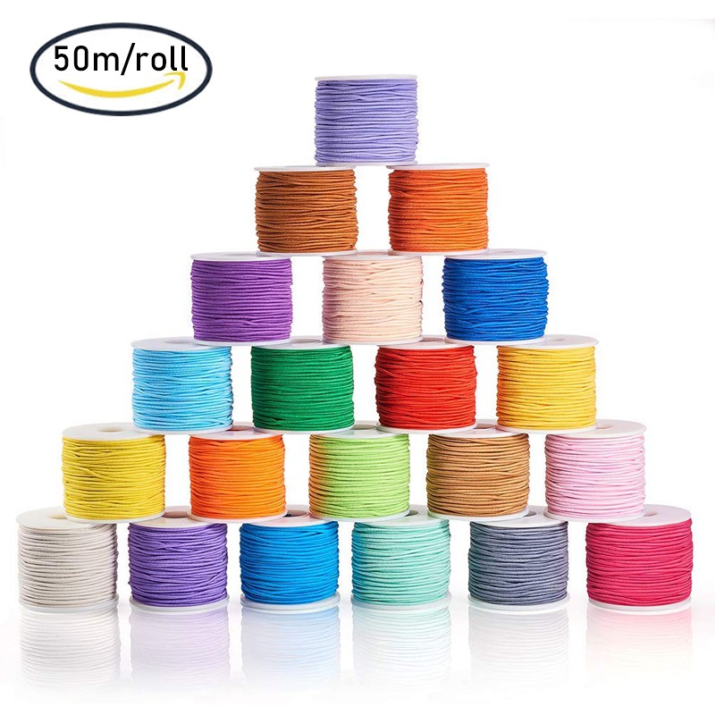 Ready Stock 2mm 50m Elastic Cord Beading Stretch Thread Fabric Crafting Cord for Jewelry Craft Making