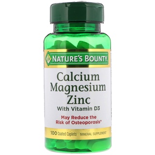 บำรุงกระดูก ลดผมร่วง Natures Bounty Calcium Magnesium Zinc, Tablets 100 เม็ด