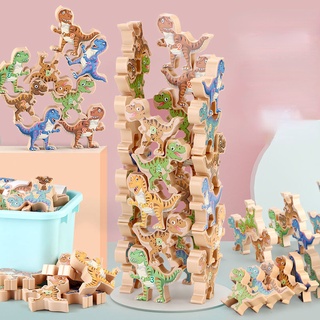 Jurassic Dinosaur Jenga Dinosaur ของเล่นบล็อกตัวต่อ เพื่อการเรียนรู้ สําหรับเด็ก