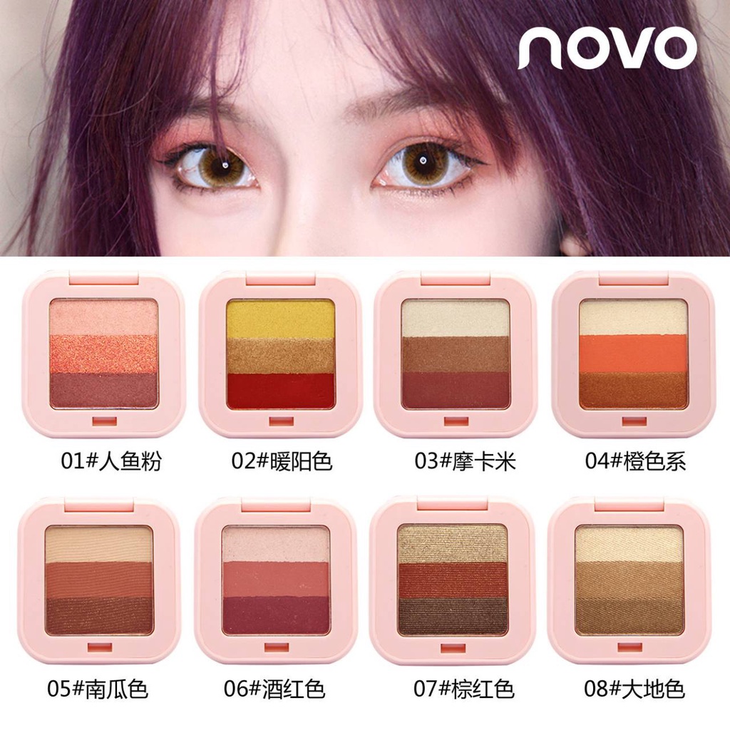 Novo Eye Shadow [5210] อายแชโดว์ พาเลททาตา 3 ช่อง Novo three color fashion eye shadow