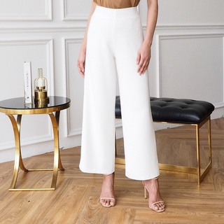 กางเกงเอวสูง Lux. Palazzo PANTS ไม่มีขอบเอว ทรงเบสิค ขากระบอกใหญ่ VEERA_HOF