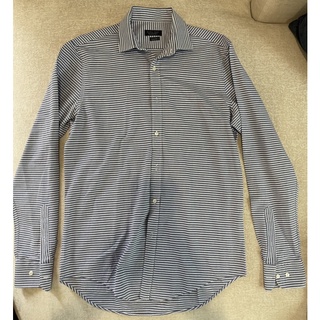 Zara Man เสื้อเชิ้ต สีฟ้าริ้วขาว ผ้าทอสวยมาก ขนาด Euro 42/ L สภาพดีมาก ซื้อจากยุโรป Made in Portugal (Used - Very Good)