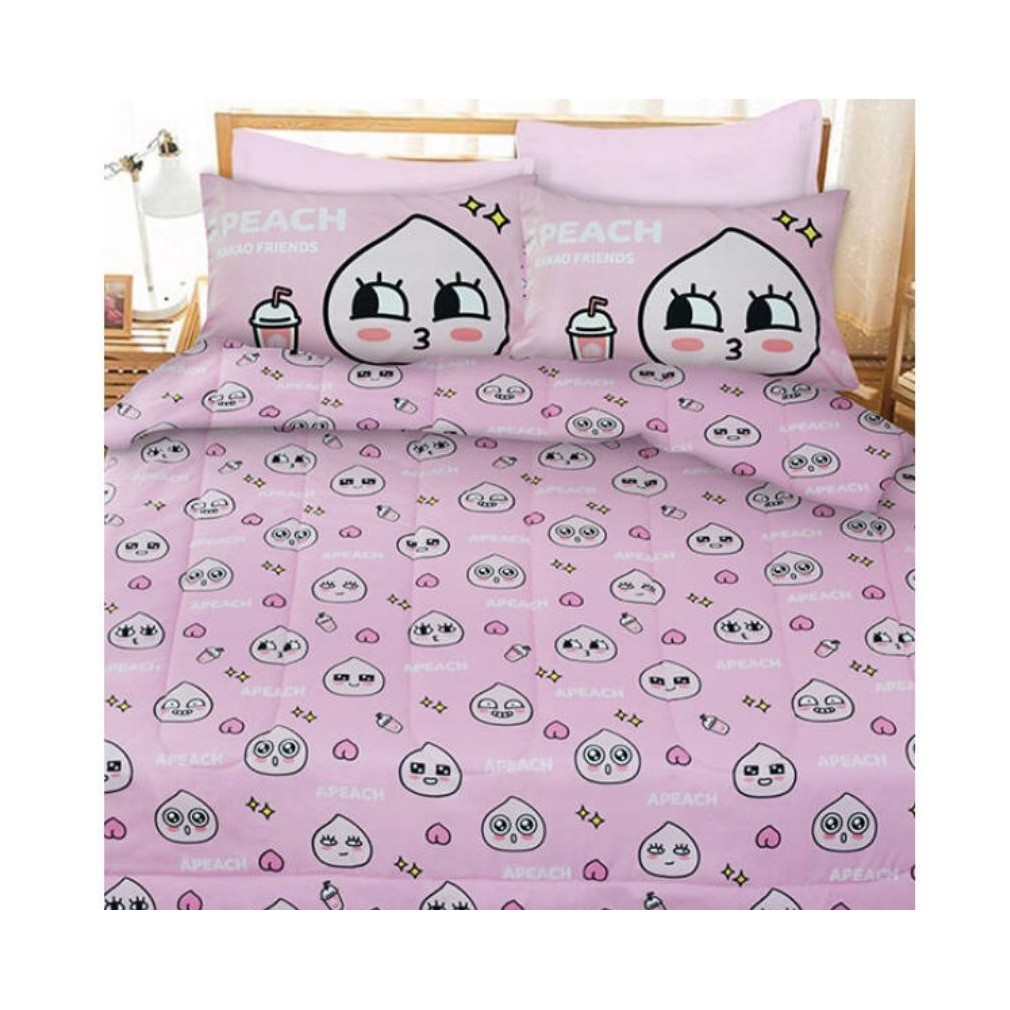 ชุดผ้าปูที่นอนลาย KAKAO FRIENDS 3.5ฟุต​ ลาย​Apeach Drink [ไม่รวมผ้านวมจ้า]