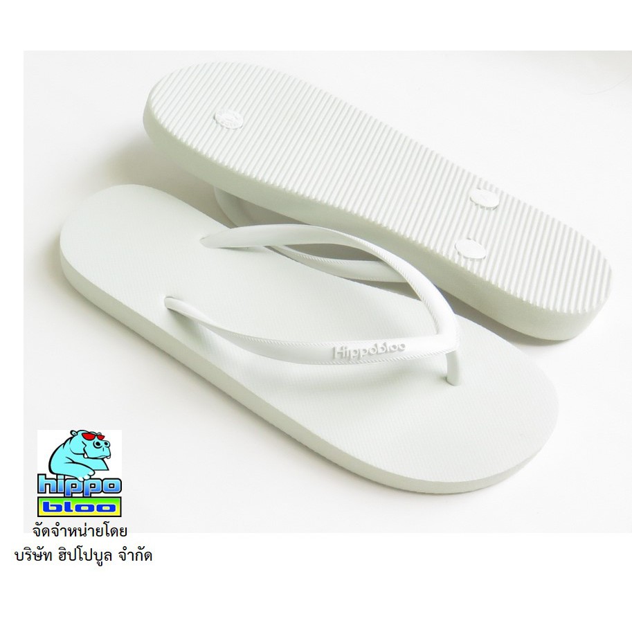 Hippo bloo รองเท้าแตะฮิปโปบูล White ขาว สายเล็ก เบอร์9-10.5