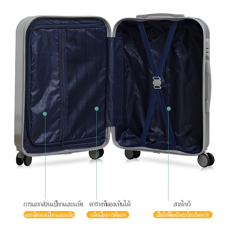 💕กระเป๋าเดินทาง Luggage 20/22/24นิ้ว รุ่นซิปล็อครหัสได้ วัสดุABS+PC ทนทานเป็นพิเศษ 8ล้อคู่360องศา💕