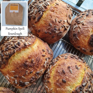 [เจ/วีแกน] Pumpkin Spelt Sourdough (ขนมปังซาวโดว์ฟักทองแป้งสเปลท์) &amp; Multigrain Sourdough (ขนมปังซาวโดว์ธัญพืช 8 ชนิด)