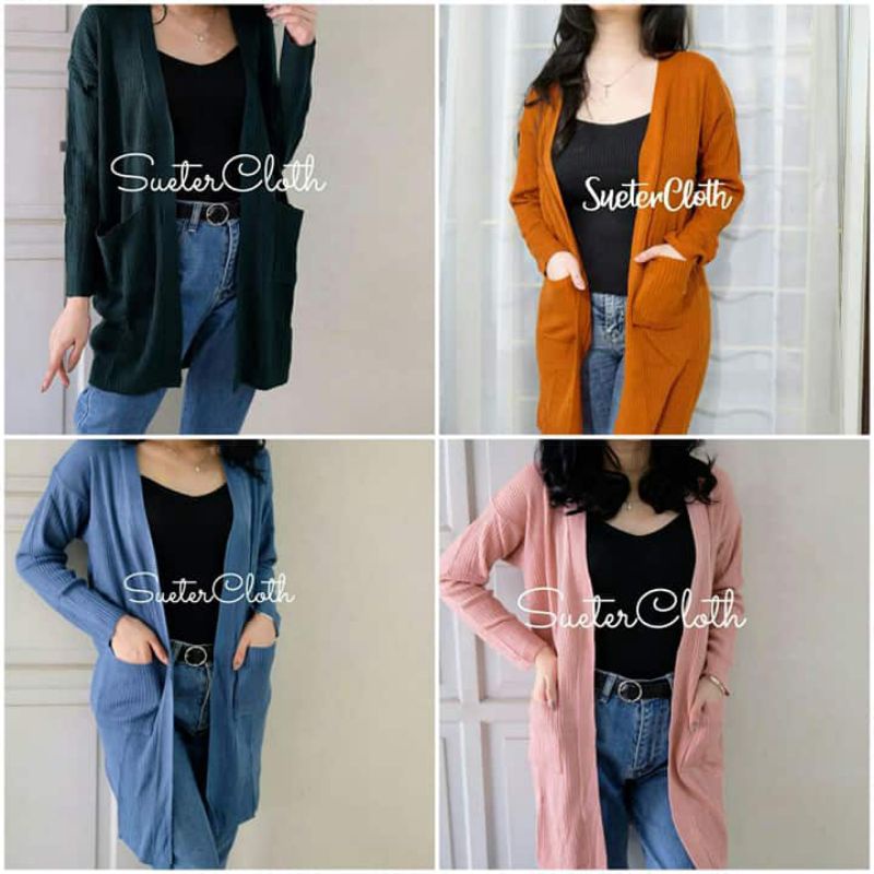ผู้หญิง FINE KNIT CARDIGAN LONG CARDIGAN BELLE OVERSIZE