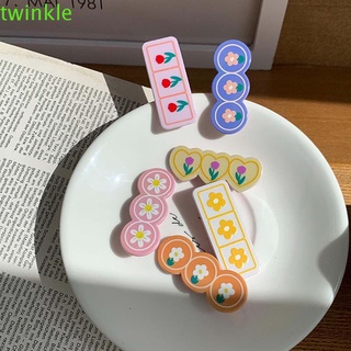 Twinkle1 กิ๊บติดผมลายดอกไม้ดอกทิวลิปผลไม้สตรอเบอร์รี่สไตล์เกาหลีสําหรับผู้หญิง