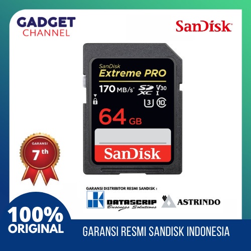 Sandisk SDCard 64gb Extreme Pro CL10 170Mbps - รับประกันอย่างเป็นทางการ