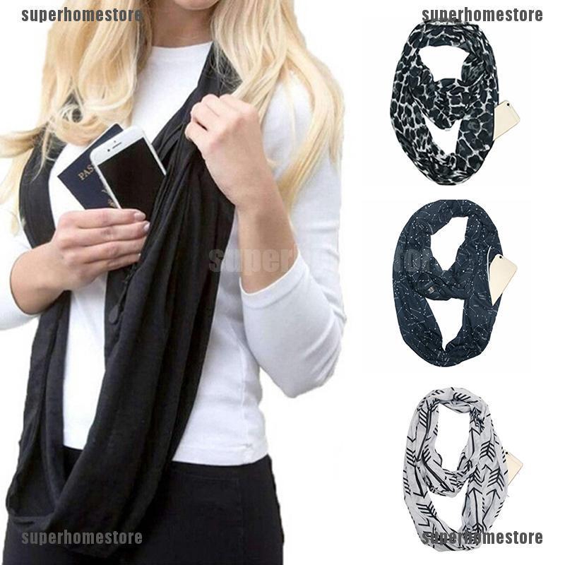 Women S Scarves Wraps Clothing Shoes Accessories Women Warm Convertible Infinity Scarf With Pocket Loop Scarf Zipper Pocket New Myself Co Ls