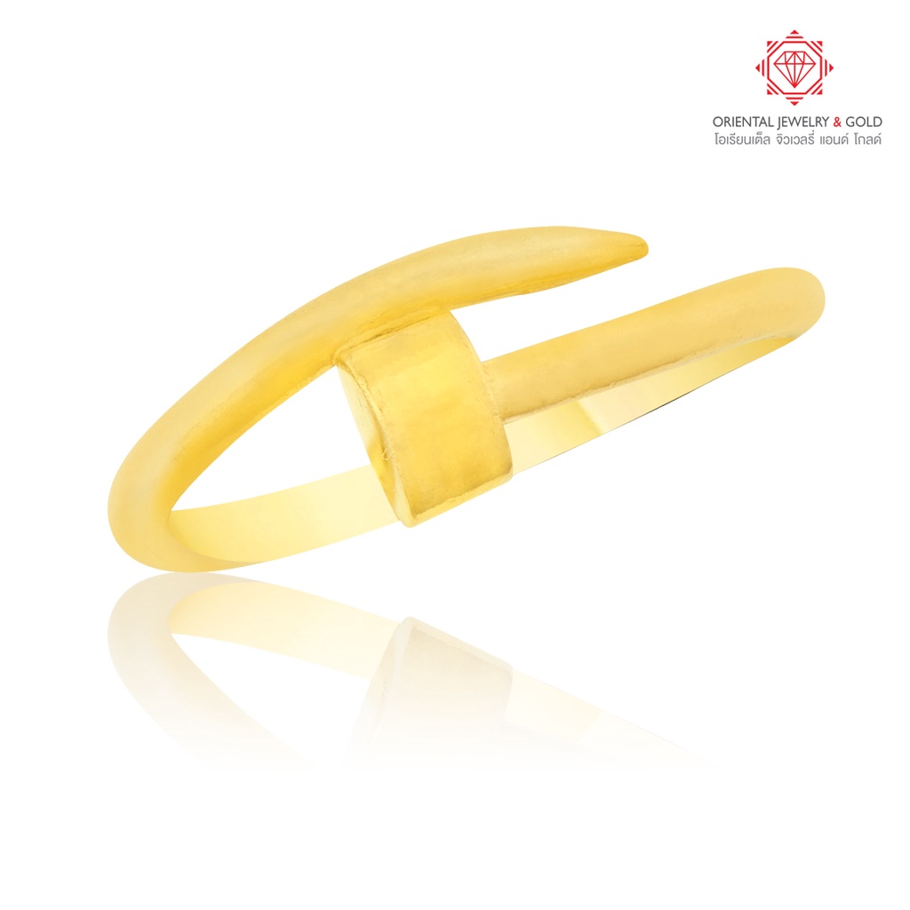 OJ GOLD แหวนทองแท้ นน. ครึ่งสลึง 96.5% 1.9 กรัม  ขายได้ จำนำได้ มีใบรับประกัน แหวนตะปู ตะปู