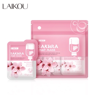 Laikou มาส์กโคลน Sakura ช่วยทําความสะอาดผิวหน้าควบคุมความมันลดสิว Cherry blossoms 12 ชิ้น.