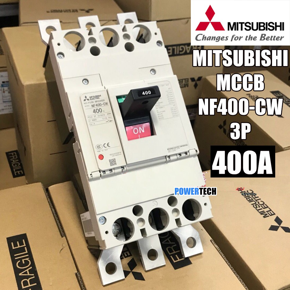 MITSUBISHI MCCB 3P 350A 400A เบรคเกอร์ สวิตส์ตัดตอนอัติโนมัติ มิตซู No Fuse Breaker  รุ่น NF400-CW