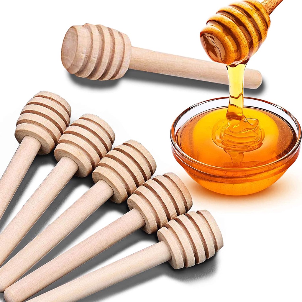 10 ชิ้น/เซ็ตคุณภาพสูง Honey Dipper Bar ผสม Handle Jar ช้อนไม้ปฏิบัติน้ําผึ้งผัดยาว Stick อุปกรณ์น้ําผึ้งครัวเครื่องมือ