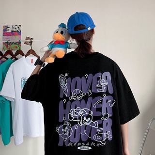 Fashion เสื้อยืด ลาย HOVER หมี อวกาศ โอเวอร์ไซส์ งานสกีนมาตรฐาน เนื้อผ้าเด้ง ผ้าโปร่ง HO2