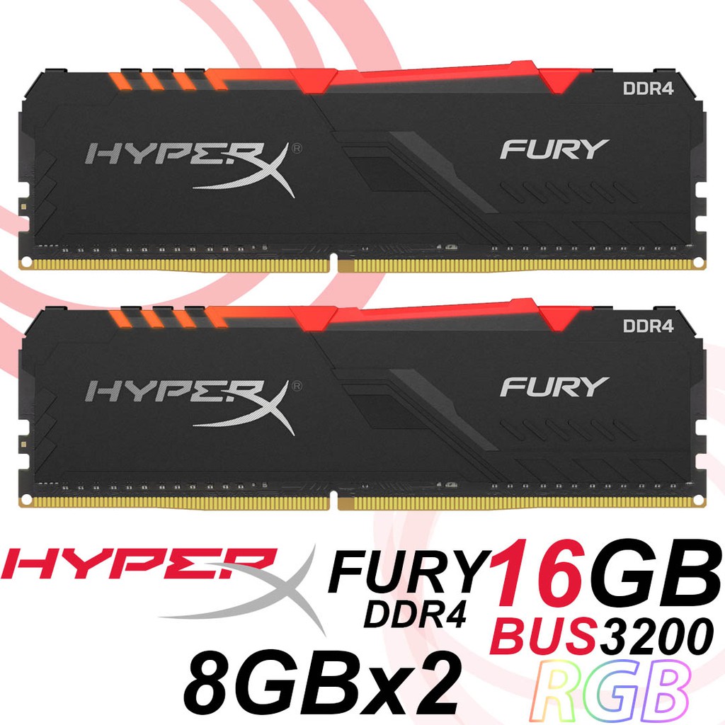 RAM PC HYPERX FURY 16GB BUS3200 DDR4 8*2 RGB #มือสอง