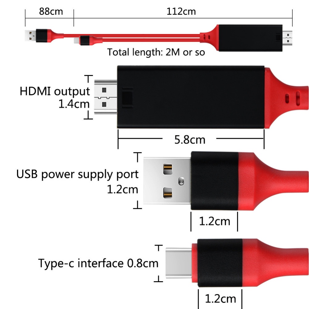 อะแดปเตอร์แปลงสายเคเบิ้ล USB3.1 Type C เป็น Hdmi Ultra HD 1080P 4k สําหรับ Samsvng S8 S9 S10
