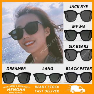 【Hengha】แว่นกันแดด ทรงกลม ลายดาว สีดํา สไตล์เกาหลี สําหรับผู้หญิง และผู้ชาย