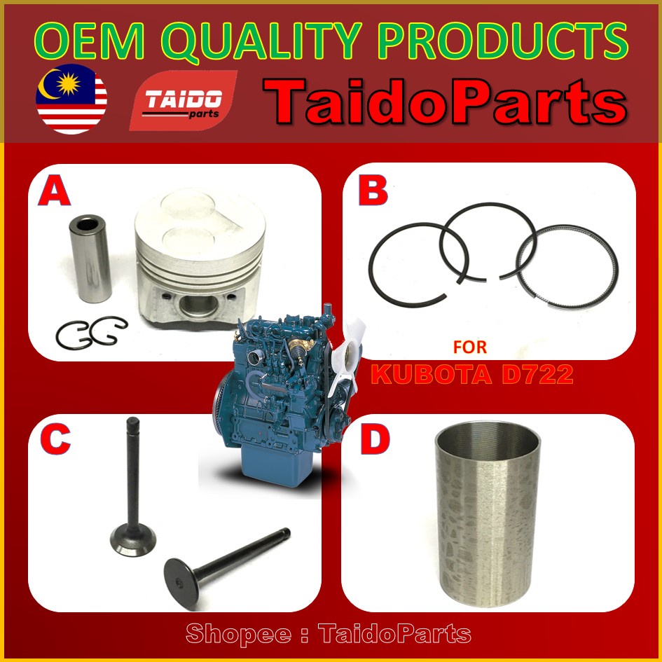 Kubota D722 ดีเซล Z482 เครื่องยนต์ลูกสูบ Liner แหวน IN EX วาล์ว bobcat mini excavator เครื่องกําเนิด