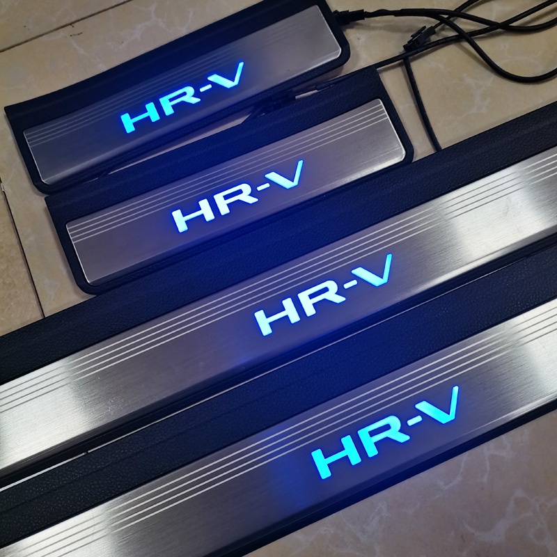 Honda HRV HR-V 2022-2024 4PCS รถประตู Sill สแตนเลสยินดีต้อนรับเหยียบรถ Scuff แผ่นเหยียบ Trim เกณฑ์