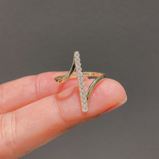 แหวนแฟชั่นผู้หญิงเวอร์ชั่นเกาหลีเรียบง่าย Rhinestone Z