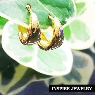 INSPIRE JEWELRY  ต่างหูห่วงทองเนื้อมันเงา งานปราณีตแบบร้านทอง สวยงาม น่ารัก