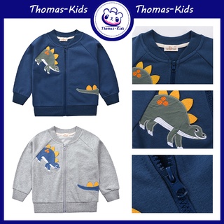 [THOMAS Kids] เสื้อแจ็กเก็ตเบสบอล ผ้าฝ้าย น้ําหนักเบา มีซิป ลายการ์ตูนไดโนเสาร์ สําหรับเด็กผู้ชาย 1-9 ปี ขายส่ง