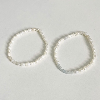 vela.cheeva : *silver925 / pearl bracelet กำไลข้อมือยางยืดมุกแท้ ( 16 cm )