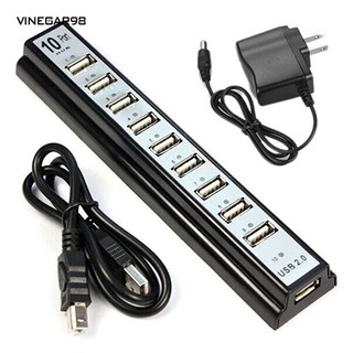 vine 10 port hi - speed usb 2 . 0 hub+us อะแดปเตอร์พาวเวอร์สําหรับคอมพิวเตอร์แล็ปท็อป