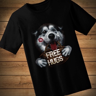 เสื้อยืดลายฮาฟโทนน้องหมา FREEHUGS ผ้า cotton 100% ใส่สบาย เสื้อคอกลม เสื้อลายวินเทจ เสื้อสกรีน เสื้อพิมพ์ลาย เสื้อฮาฟโทน