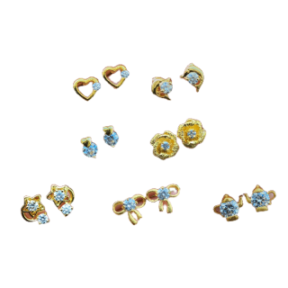 ต่างหูเพชรรวม ชุดที่2 1คู่ แถมฟรีตลับทอง CN Jewelry ตุ้มหู ต่างหูแฟชั่น ต่างหูผู้หญิง ต่างหูทอง