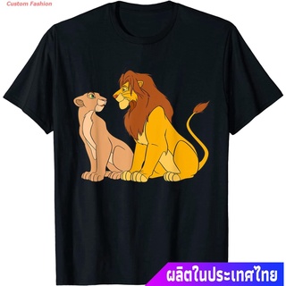 เสื้ เสื้อยืดแขนสั้น Disney The Lion King Adult Simba And Nala Together T-Shirt Sports T-shirtS-5XL