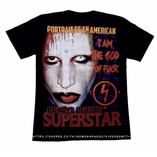 เสื้อยืดครอปd5fd   พร้อม เสื้อยืด Marilyn Manson OVERPRINTS-5XL