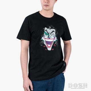 █♬♫♪♩ DOSH:MENS T-SHIRTS เสื้อยืดคอกลม แขนสั้น ผู้ชาย สีดำ ลิขสิทธิ์พิมพ์ลายJOKER รุ่นDBMT5196-BL