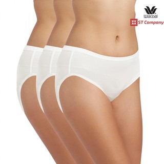 กางเกงใน Wacoal Panty ทรง Bikini ขอบเรียบ สีครีม Cream (3 ตัว) รุ่น WU1M01 WU1C34 WQ6M01 กางเกงในผู้หญิง วาโก้ บิกินี่