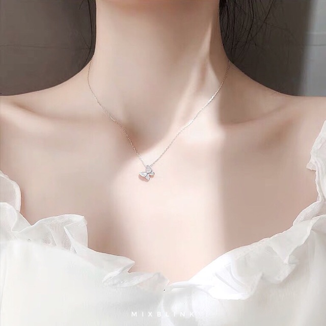 สร้อยคอ เงินแท้ 92.5% ส่งฟรี EMS ♡ รุ่น Wonder ♡ - ผีเสื้อ เพชร cz ( #G4 )