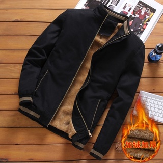 2021 mens jacket winter new mens washed cotton plus velvet thick jacket casual stand collar jacket men